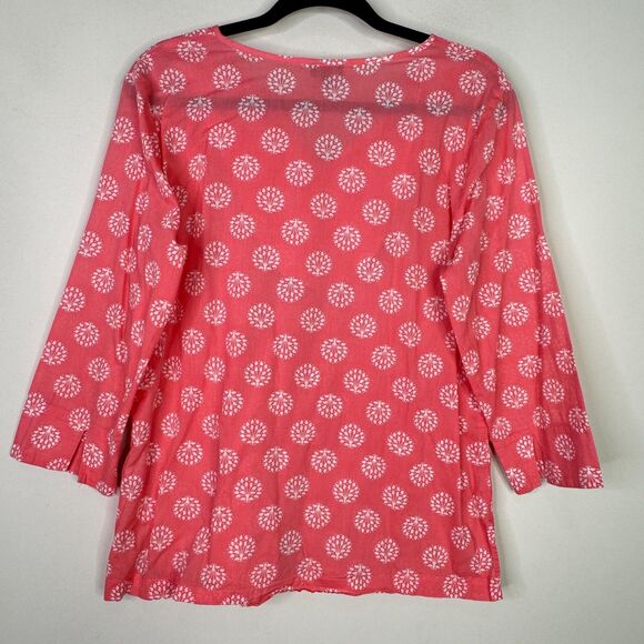Talbots Embroidered Beaded Y2K Floral Print Tunic Top Women's Size Large - Picture 2 of 7